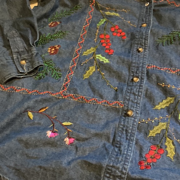 Bobbie Brooks holiday button down shirt size L12/14 - Picture 2 of 8